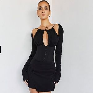 MISTRESS ROCKS ‘BEGINNINGS’ BLACK WRAP FRONT DRESS SIZE XS